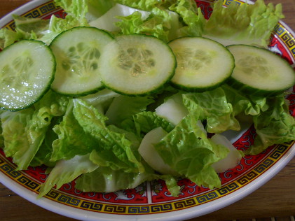 asian lettuce with cuke