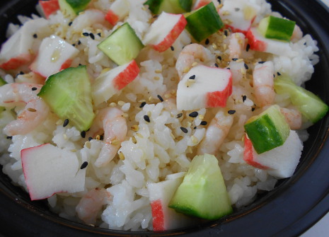 sushi rice bowl, crab shrimp