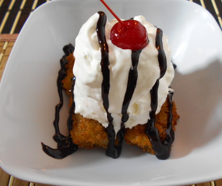 make hot fudge fluff  banana fry 