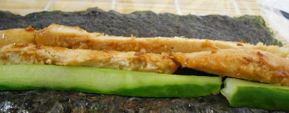 teriyaki sushi roll ingredients on nora
